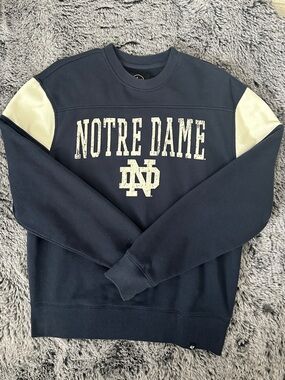 ‘47 Notre Dame Navy Crewneck Sweatshirt with Cream Shoulder Panels